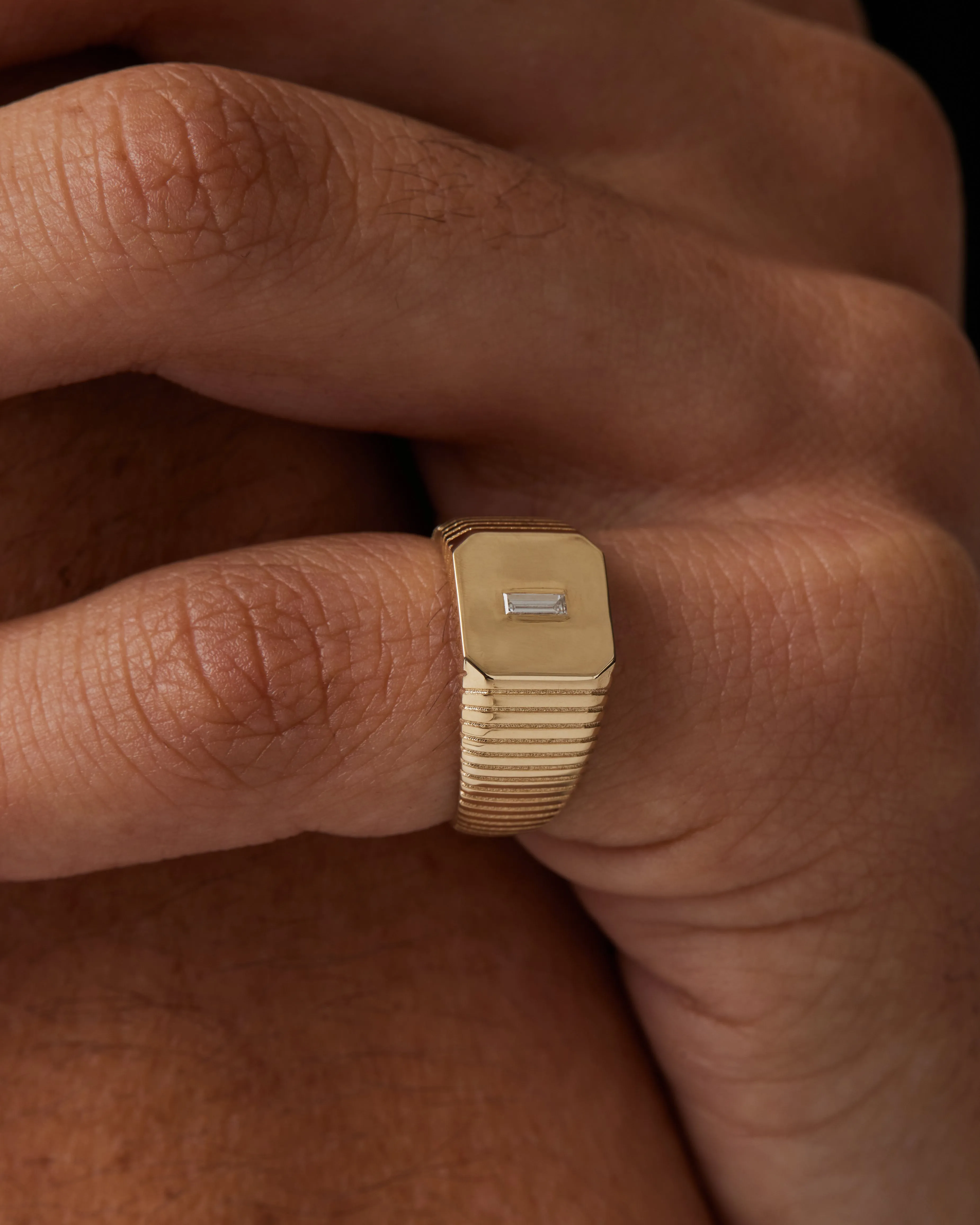 Traction Diamond Signet Ring