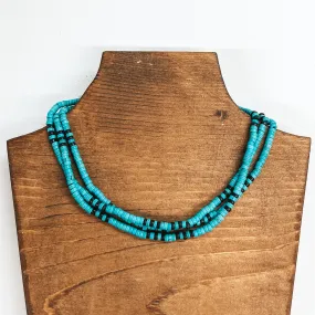 Trend Maker Three Strand Turquoise Beaded Choker Necklace with Black Beads