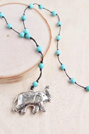 Turquoise Elephant Alloy Necklace