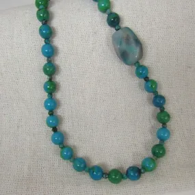 Turquoise Gemstone Beaded Necklace Chrysocolla