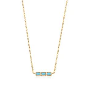 Turquoise Gold Bar Necklace