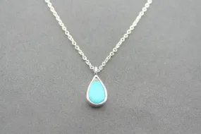 Turquoise teardrop silver pendant necklace
