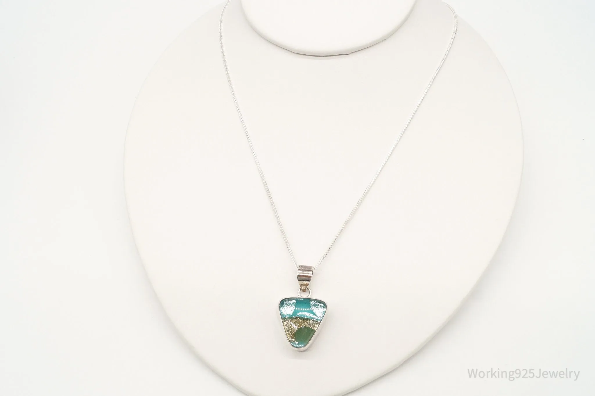 Vintage Dichroic Glass Sterling Silver Necklace