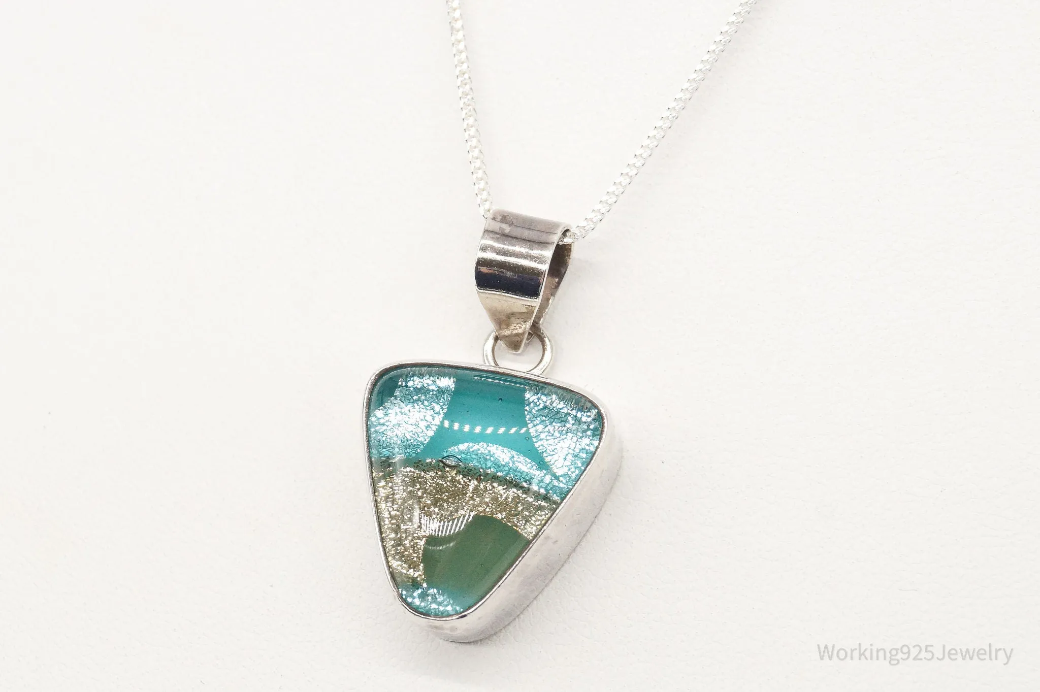 Vintage Dichroic Glass Sterling Silver Necklace