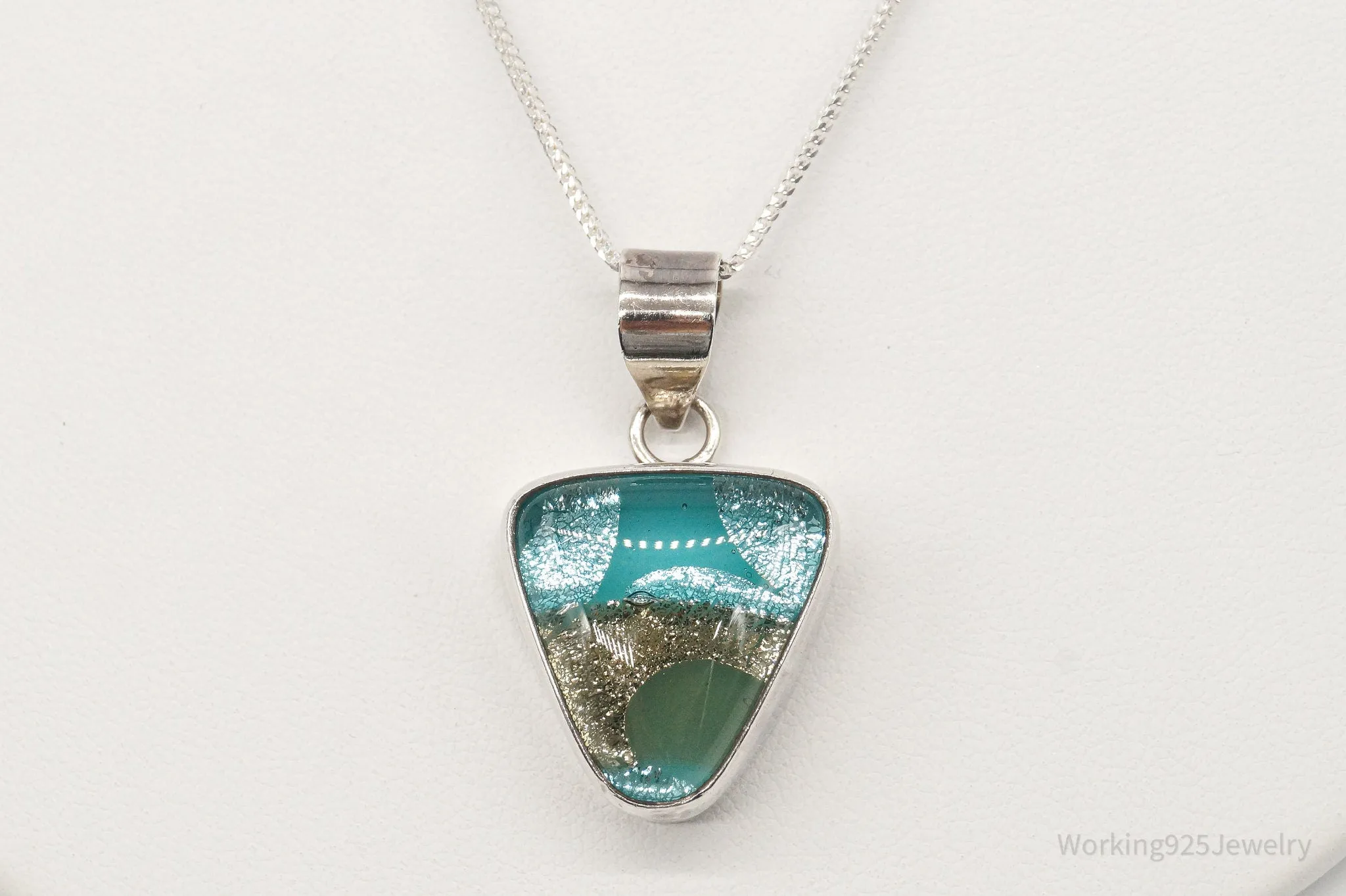 Vintage Dichroic Glass Sterling Silver Necklace
