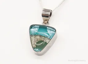 Vintage Dichroic Glass Sterling Silver Necklace