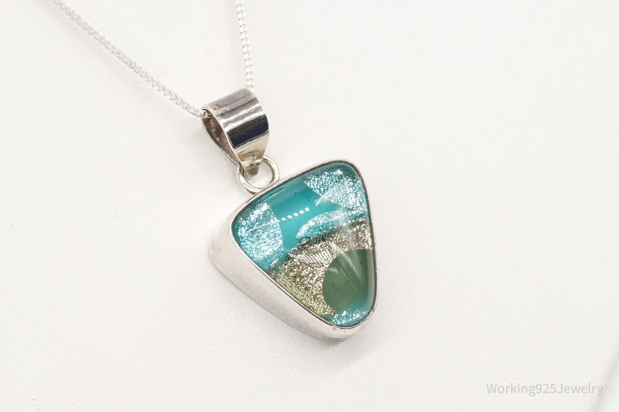 Vintage Dichroic Glass Sterling Silver Necklace