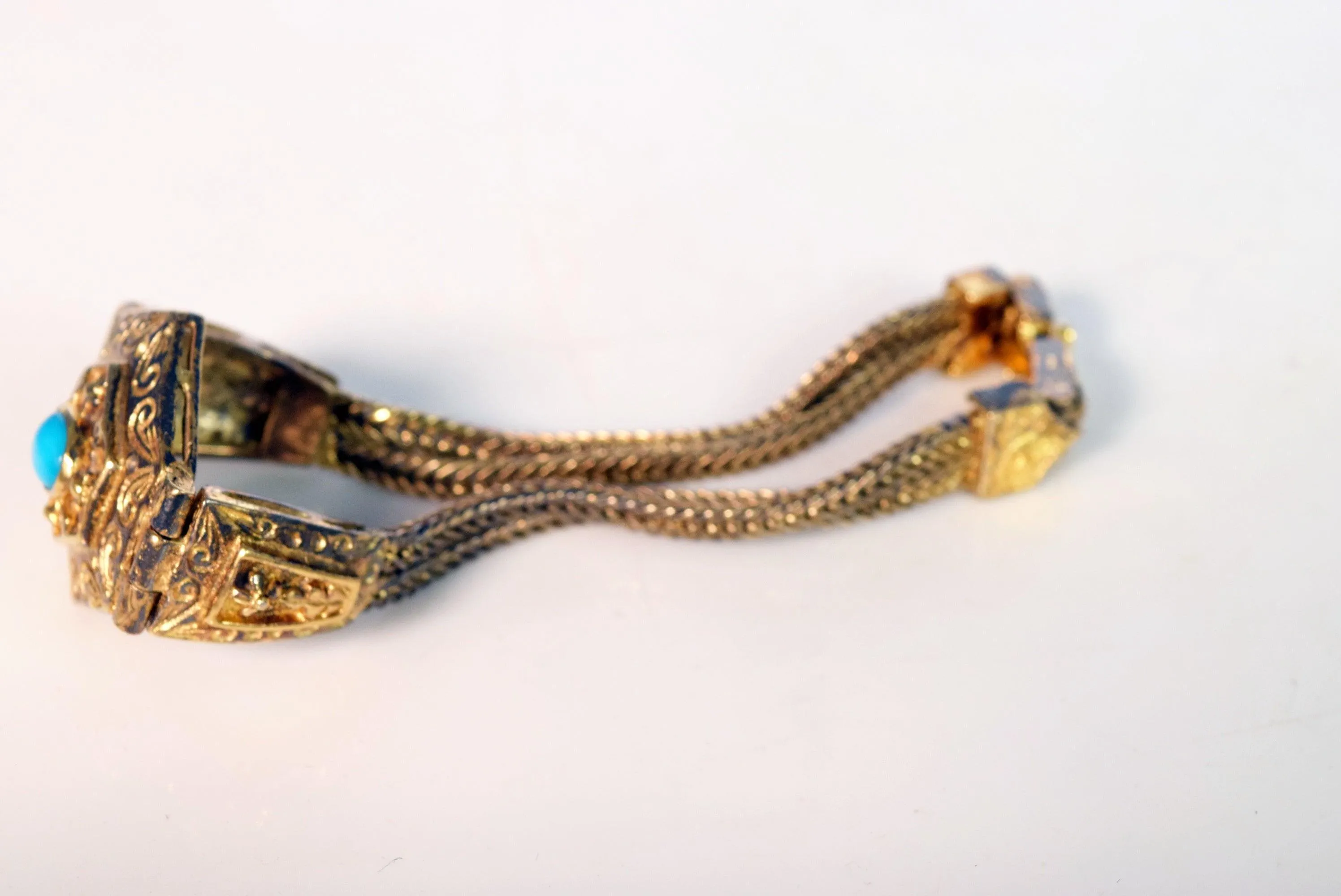Vintage Greek or Turkish Gold Gilt Sterling Chain Bracelet