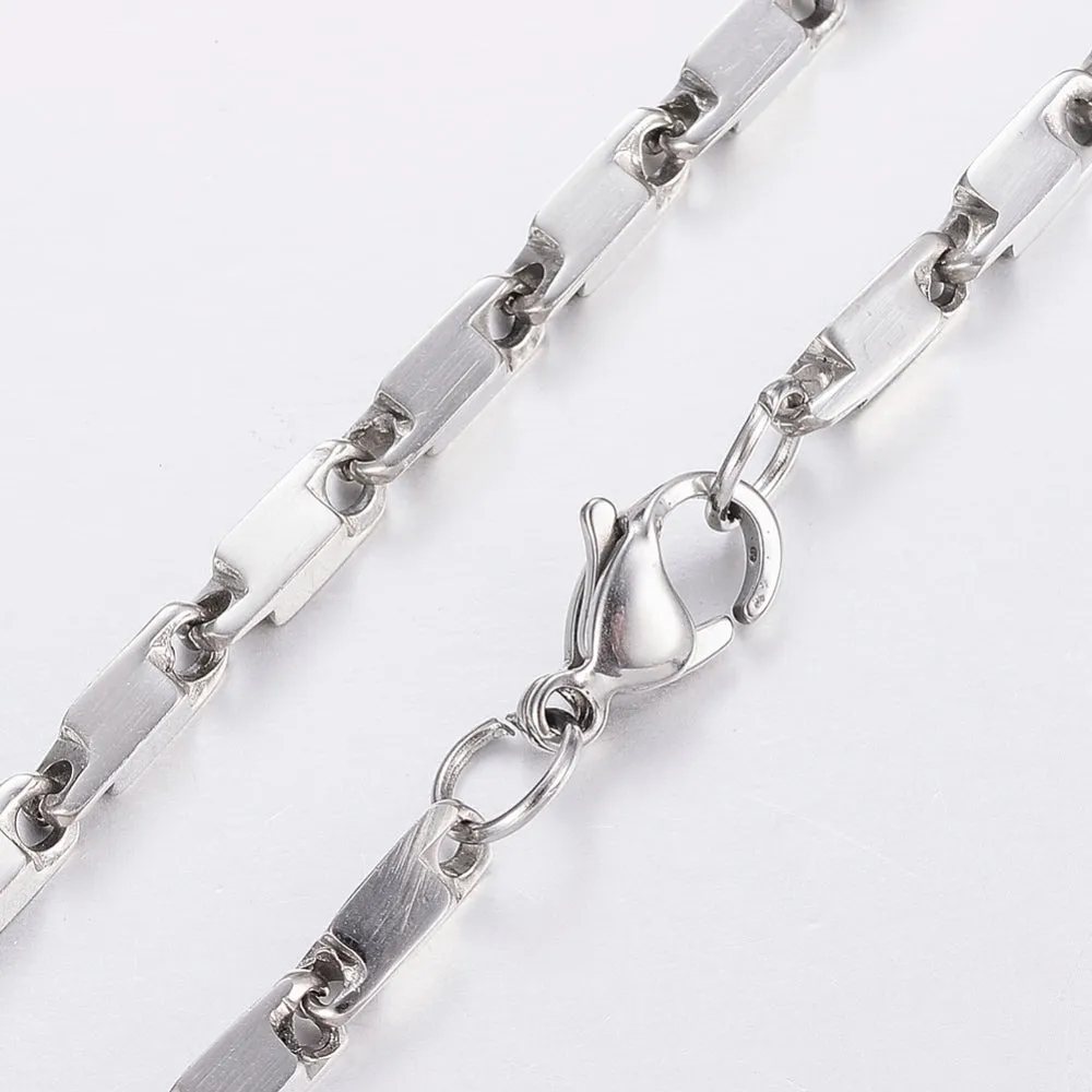 Vintage Inspired Link Necklace - Stainless - 30"