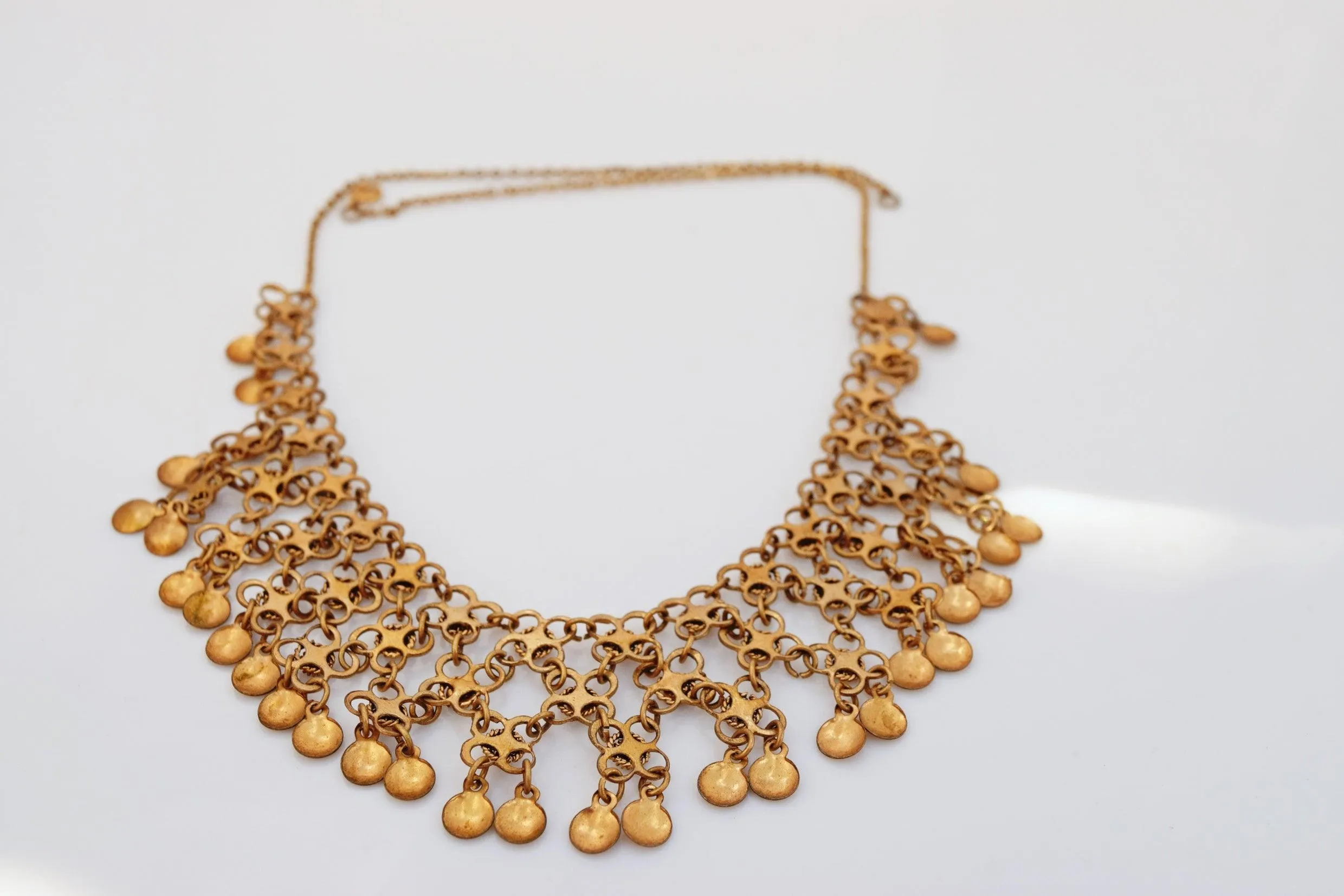 Vintage Middle East Sterling Silver, Gold Gilt and Turquoise Filigree Necklace