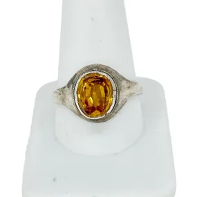 Vintage sterling silver citrine glass signet ring
