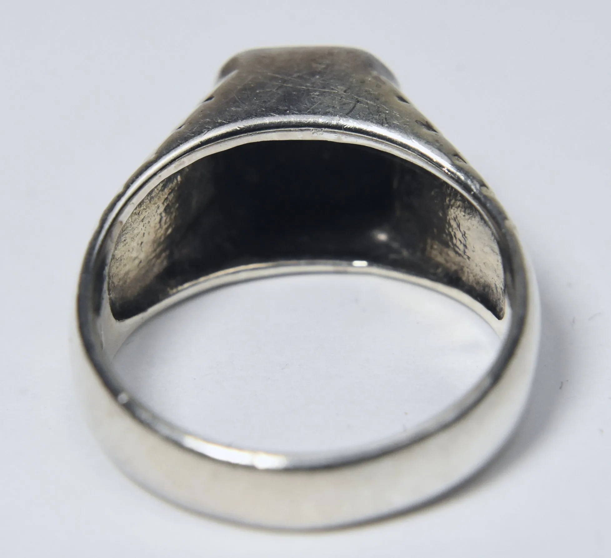 Vintage Tiered Art Deco Design Sterling Silver Black Onyx Signet Ring - Size 8.75