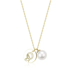 Virgin Mary Charm & Pearl Pendant Necklace