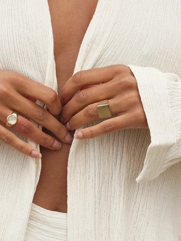 Watch Signet Ring: Gold Plated