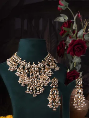 White Color Gold Plated Jadau Kundan Necklace Set - MS1304Y