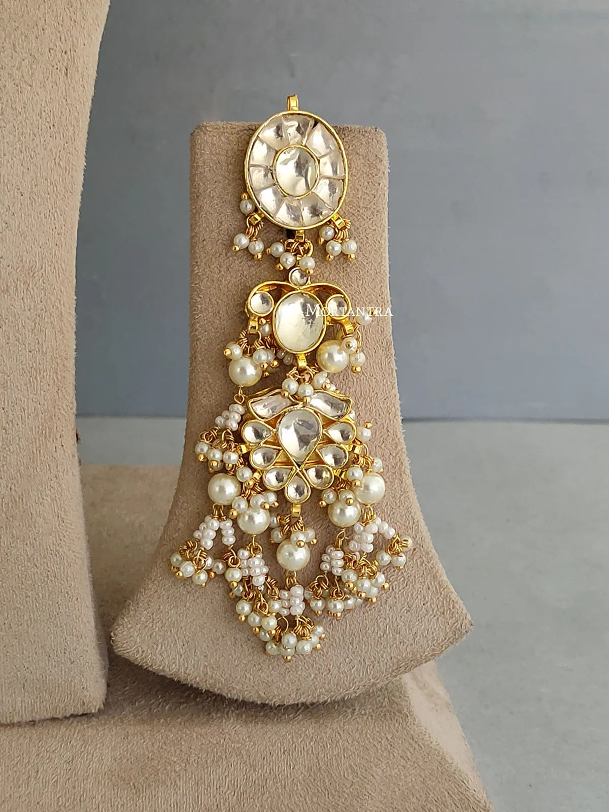 White Color Gold Plated Jadau Kundan Necklace Set - MS1304Y