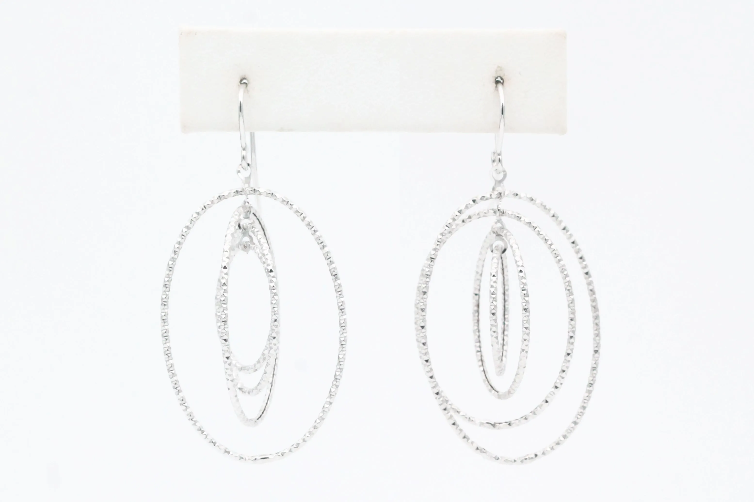 White Gold Multi-Hoop Dangle Earrings