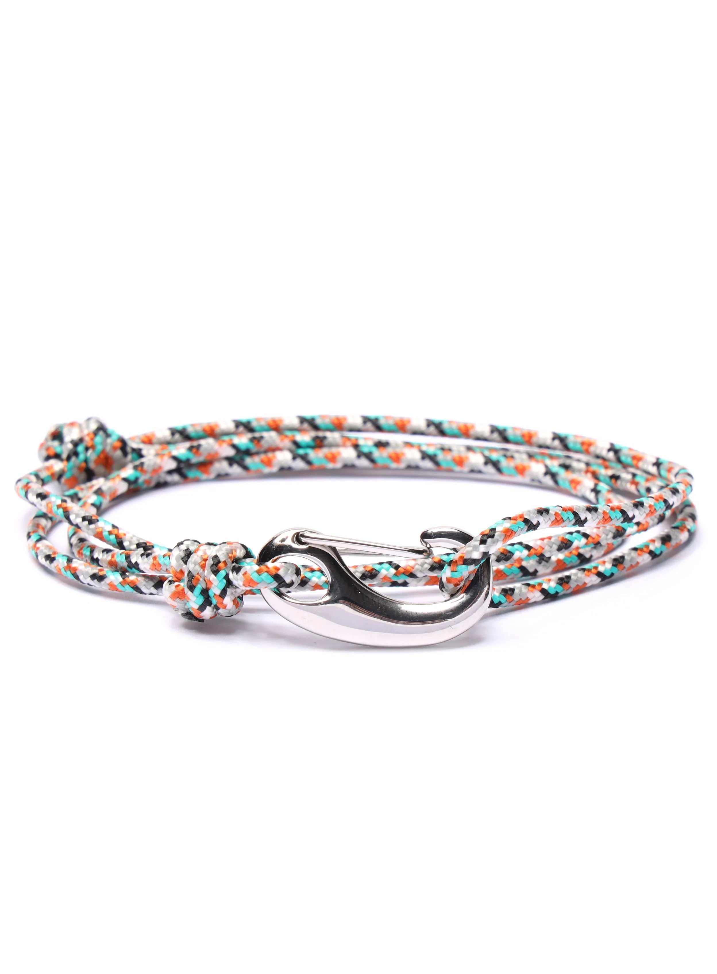 White   Orange Tactical Cord Bracelet for Men (Silver Clasp - 25S)