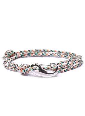 White   Orange Tactical Cord Bracelet for Men (Silver Clasp - 25S)
