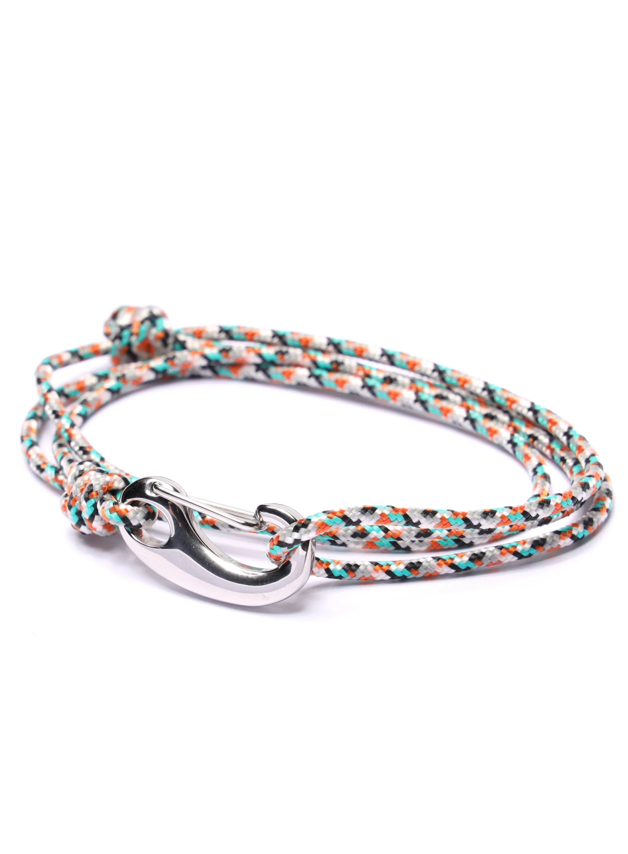 White   Orange Tactical Cord Bracelet for Men (Silver Clasp - 25S)