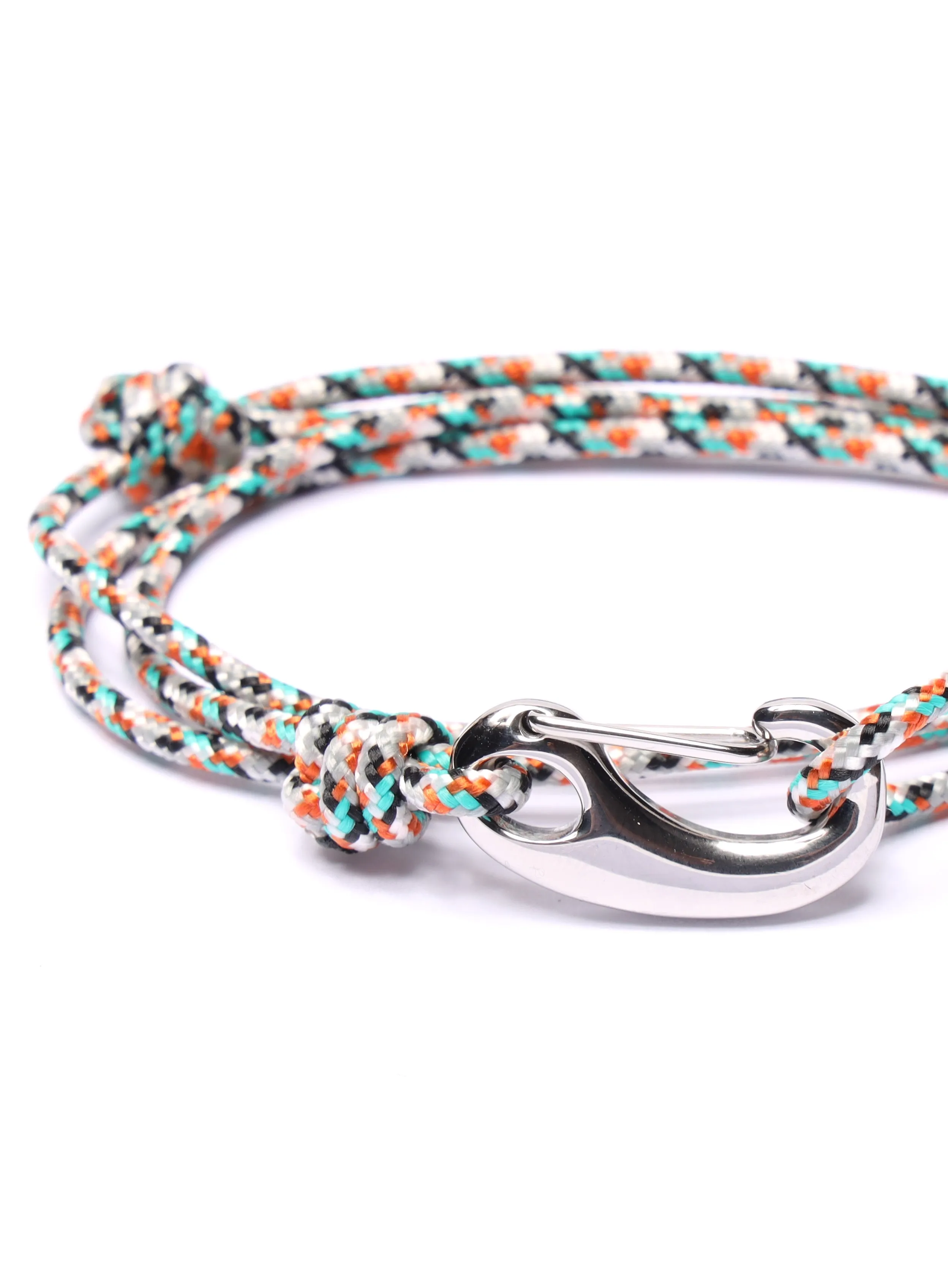 White   Orange Tactical Cord Bracelet for Men (Silver Clasp - 25S)