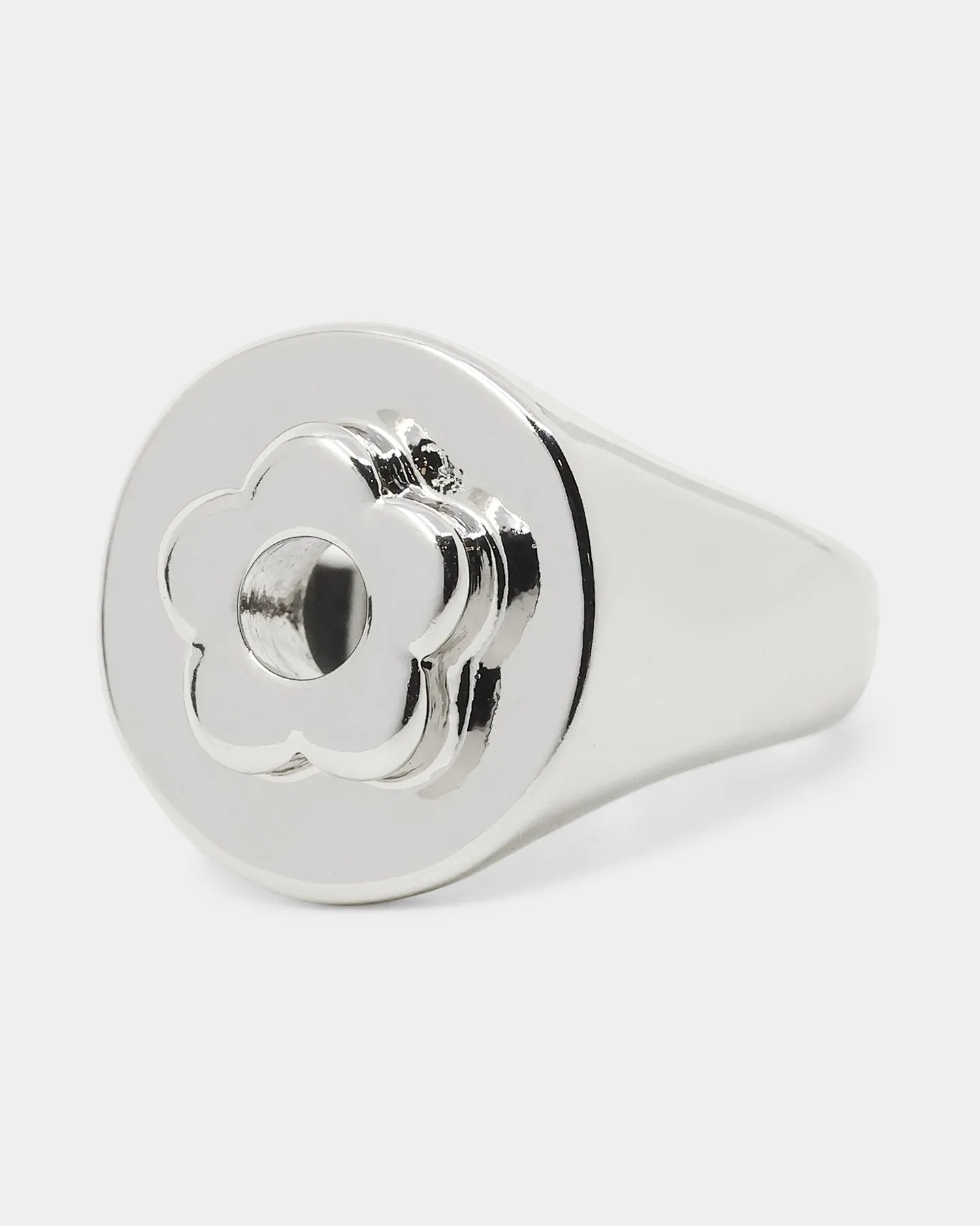Wild For The Weekend Flower Power Signet Ring (Large) Silver