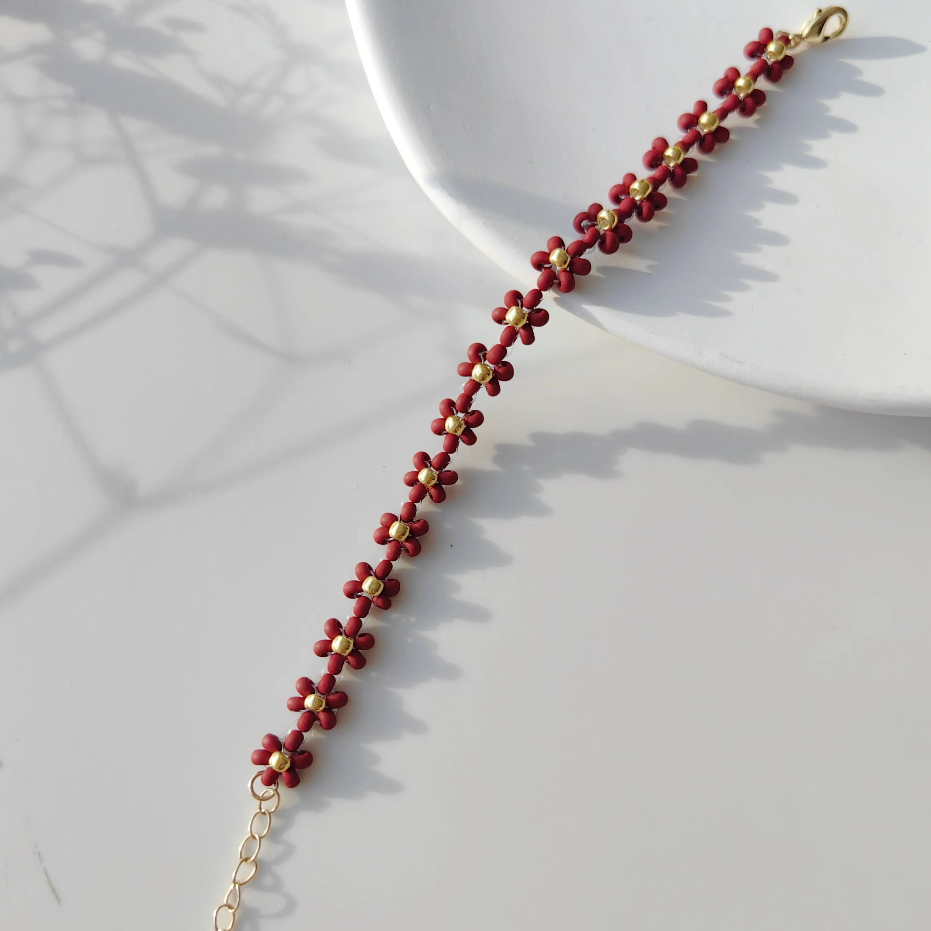 Wine Daisy Bracelet