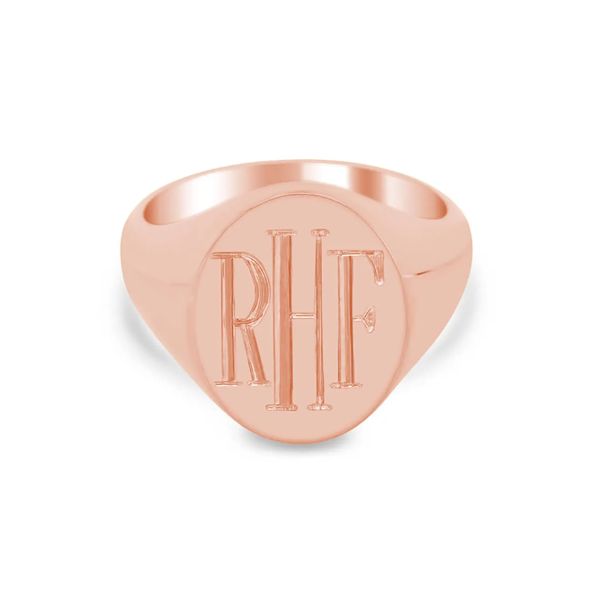 Women's Oval Signet Ring - Large - Hand Engraved Roman Monogram
