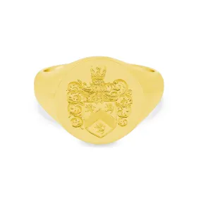 Women's Round Signet Ring - Extra Large - Hand Engraved Family Crest / Logo