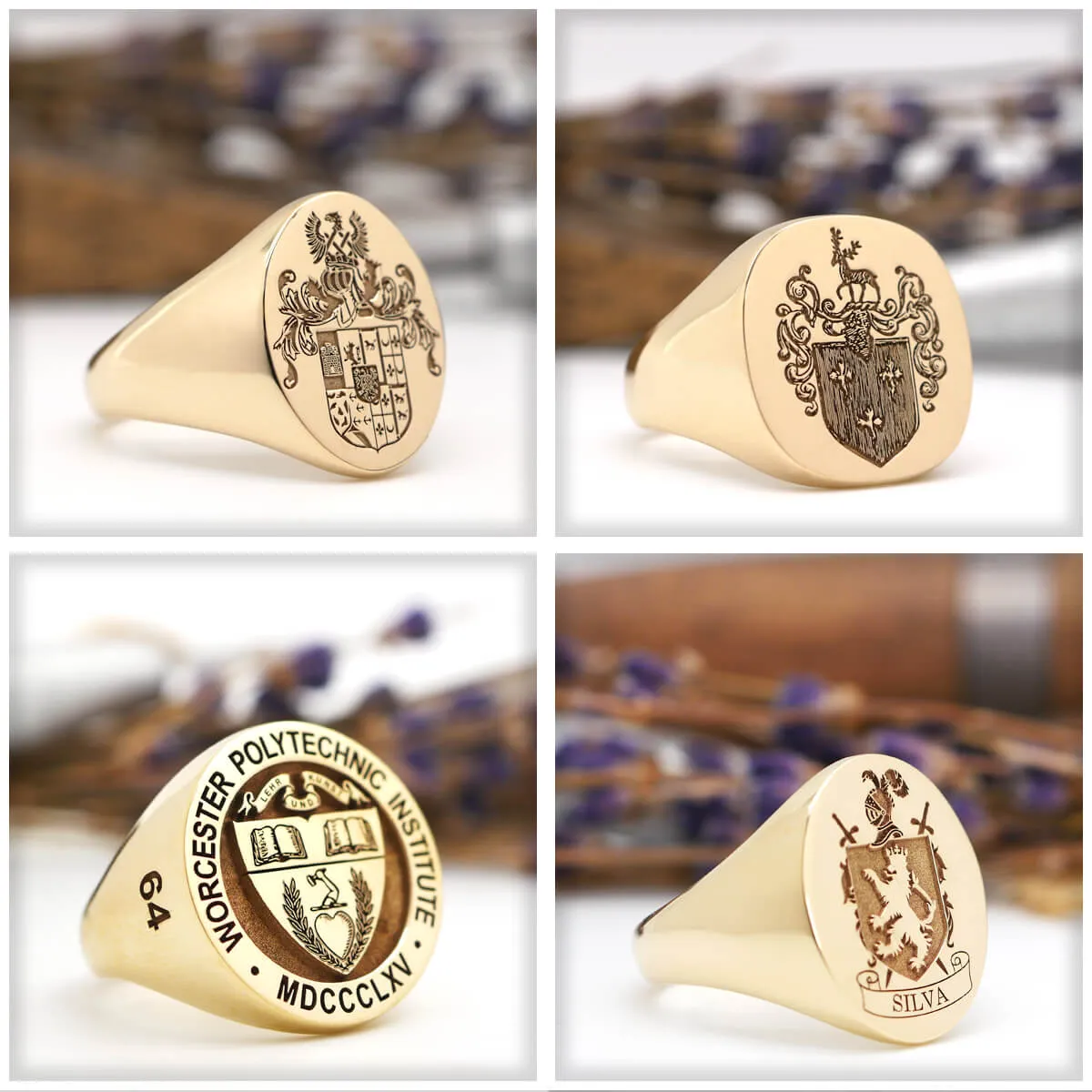 Women's Square Signet Ring - Extra Large - Laser Engraved Family Crest / Logo