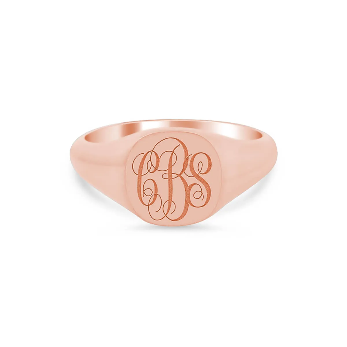 Women's Square Signet Ring - Small - Laser Engraved Script Monogram